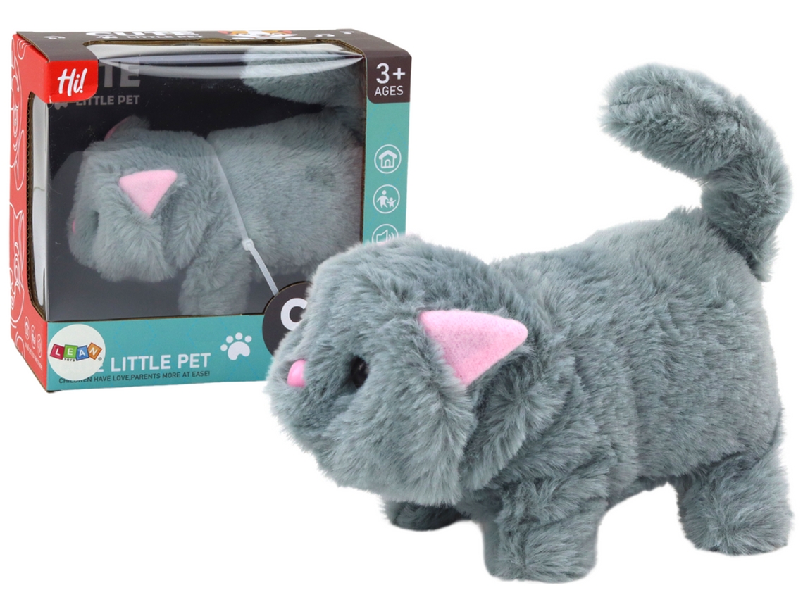 Gatito de peluche interactivo camina y maúlla gris B.active