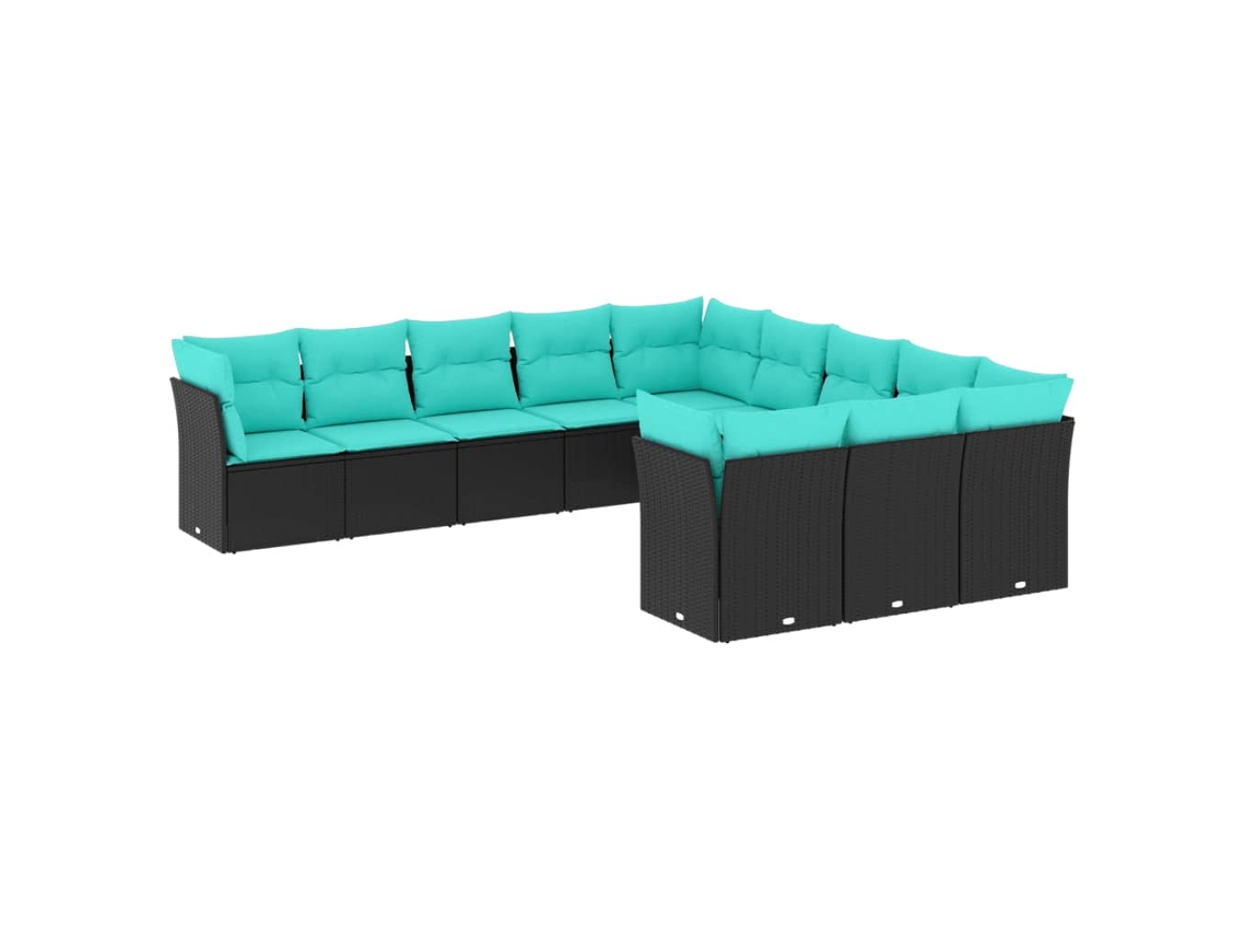 Maison Exclusive - Conjunto De Sofá De Jardín De 11 Piezas Con Cojines, De Poliratán Negro