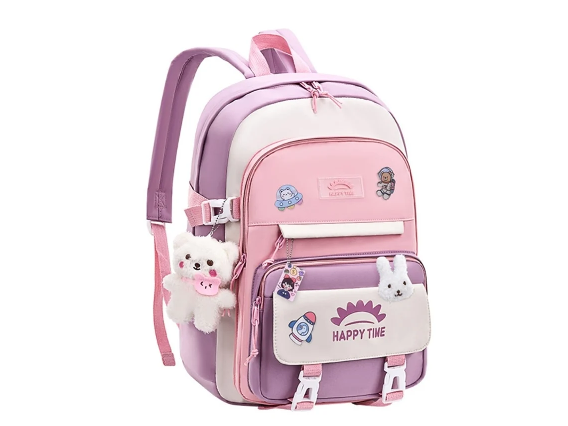 Mochila Escolar para Meninas Mochila Escolar para Meninas Mochila de Viagem Casual com Alfinetes e Pingentes