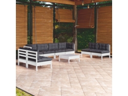 Conjunto de jardín de 9 piezas con cojines en pino macizo DKD Home Decor