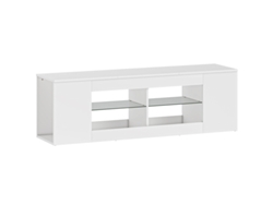 Mueble Para Tv De 140 Cm Con Estantes De Cristal Y 6 Compartimentos.