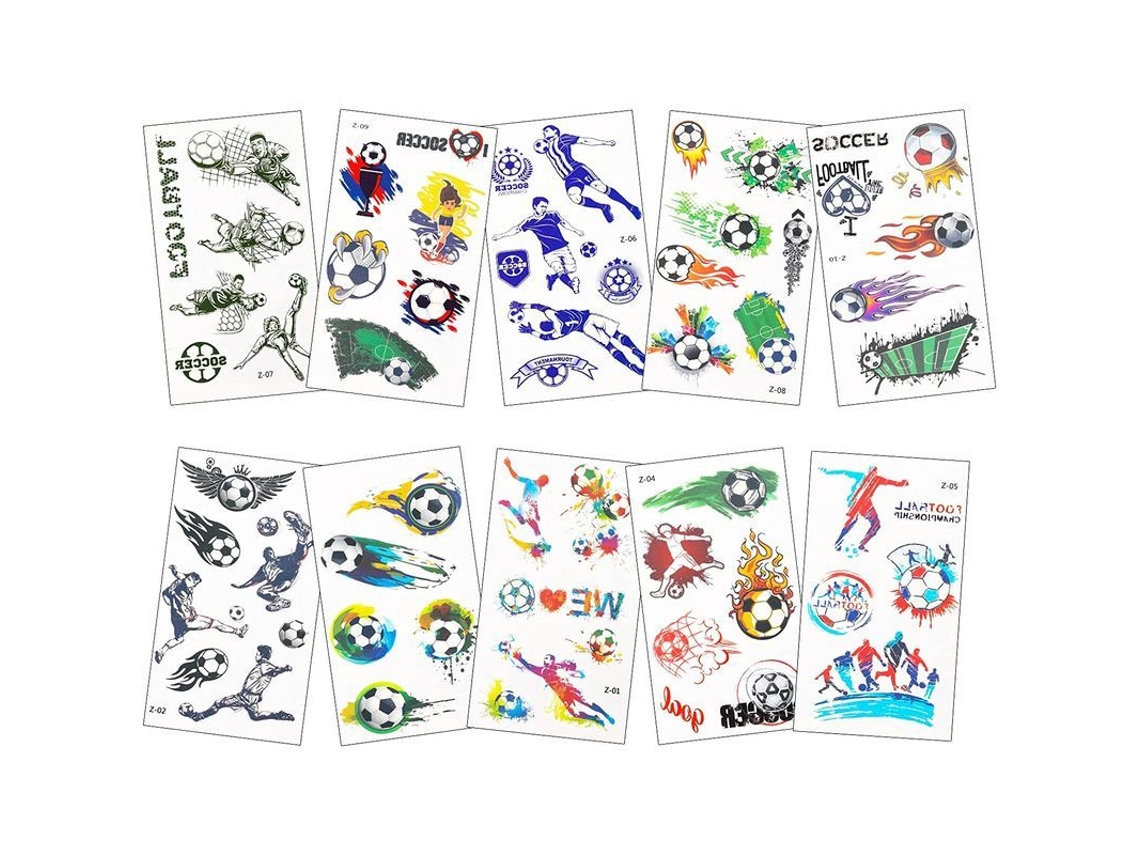 Pegatinas Temporales De Tatuajes De Fútbol, 20 Hojas, Diseño De Balón De Fútbol, Para Niños, Fiestas Y Juegos.