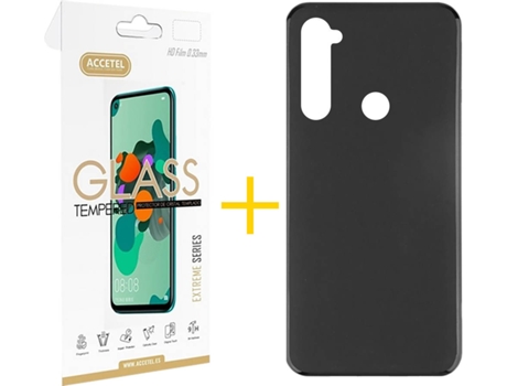 Kit Funda + Protector de Pantalla Xiaomi Redmi Note 8 ACCETEL Liso (Negro)