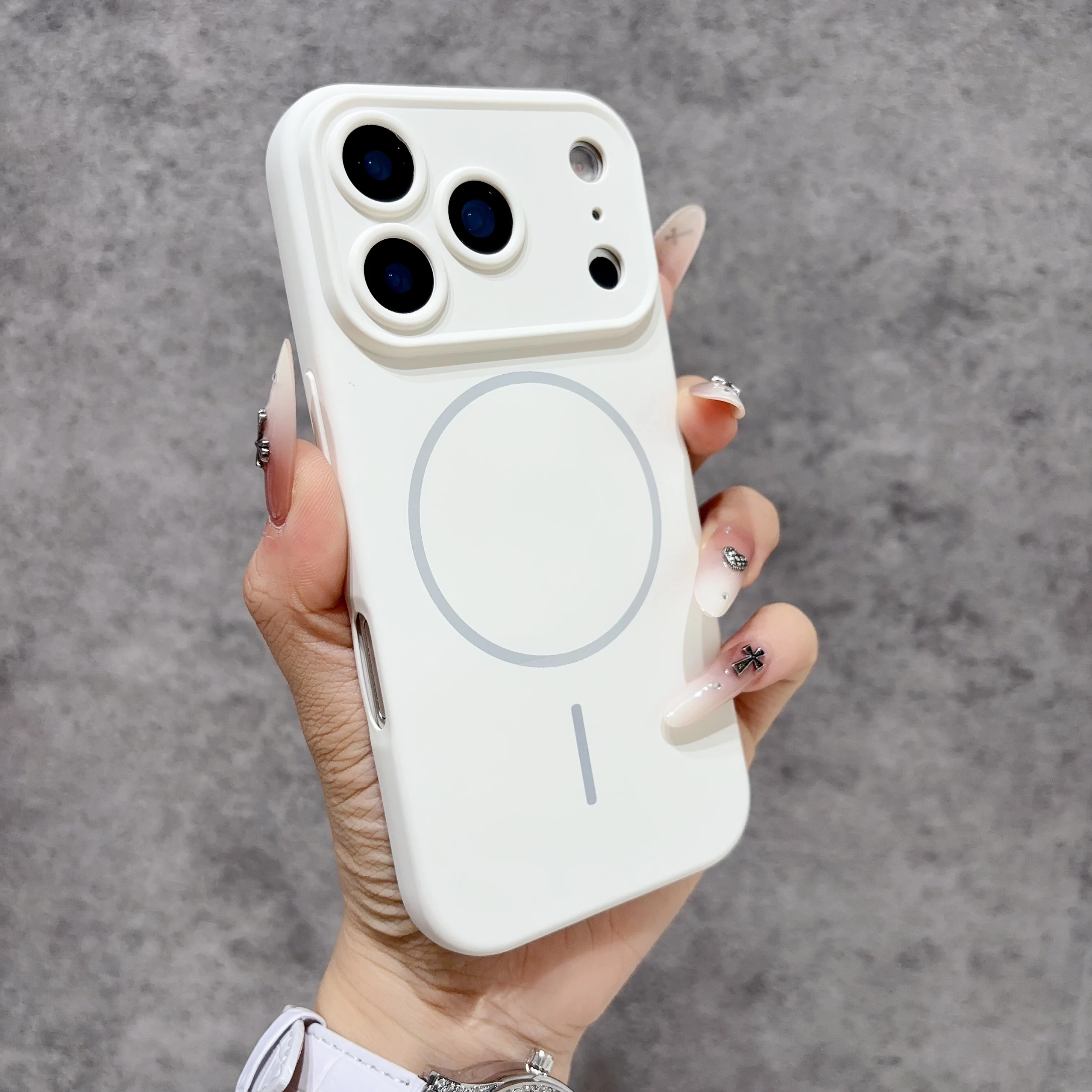 (iphone 16 Blanco) Funda Protectora Magnética Con Carga Inalámbrica Y Cubierta Para La Lente