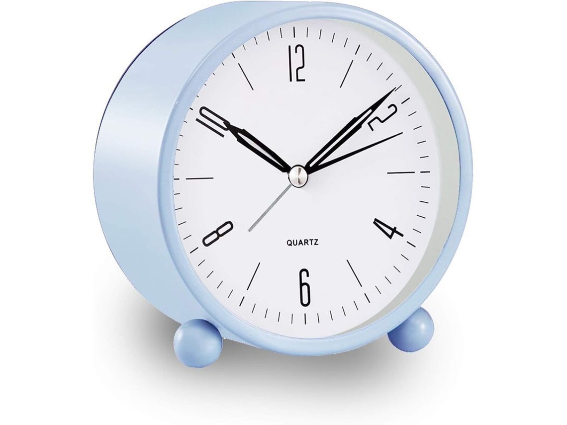 2026-reloj Despertador Analógico 4 Pulgadas Silencioso Con Luz Nocturna Batería Diseño Simple Para Dormitorio Azul Cielo