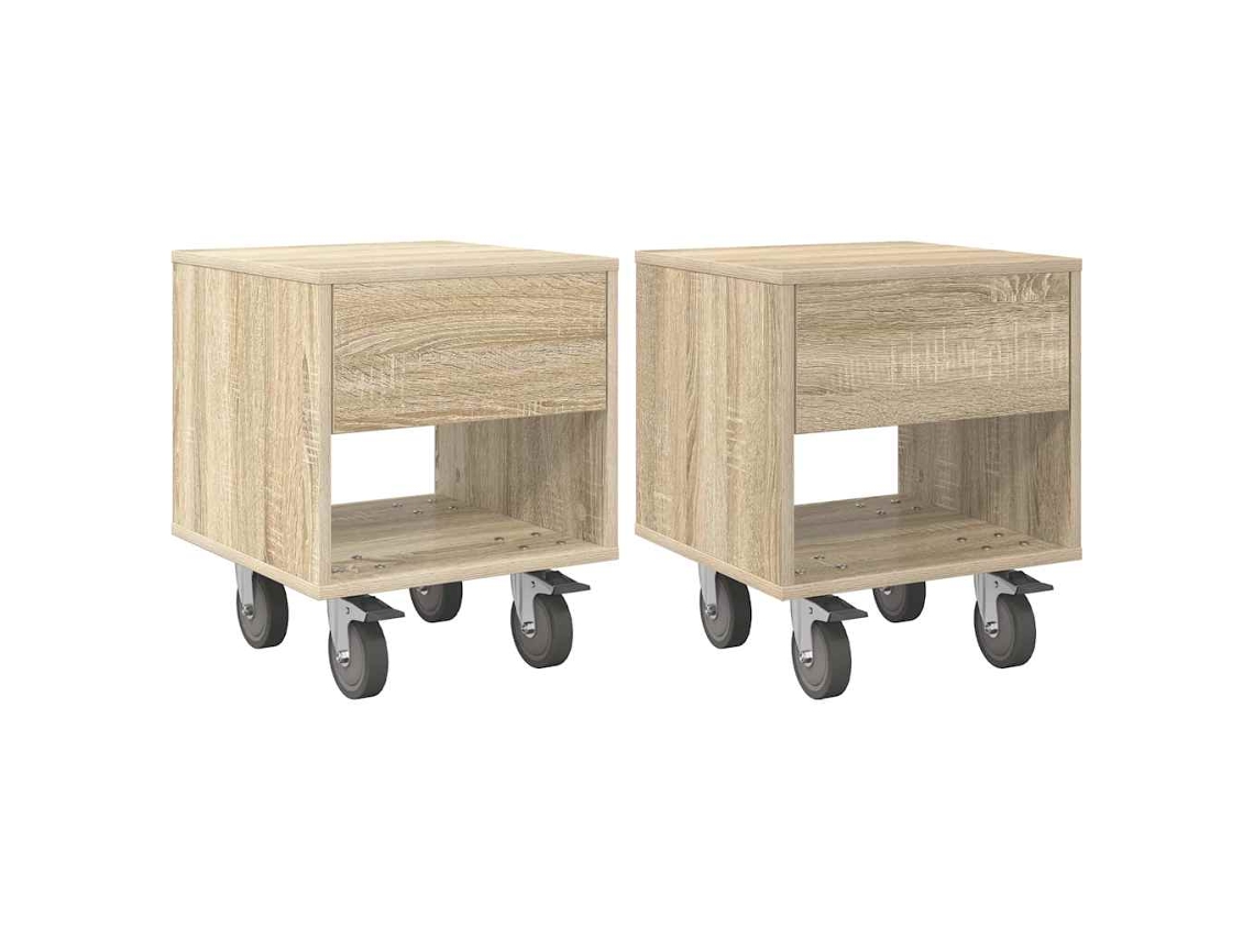 Juego de 2 mesitas de noche de roble exclusivas de Sonoma Maison (40,5 x 40 x 48 cm)