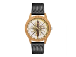 Reloj De Pulsera Unisex Con Dial Redondo Analógico De Cuarzo Negro Moda