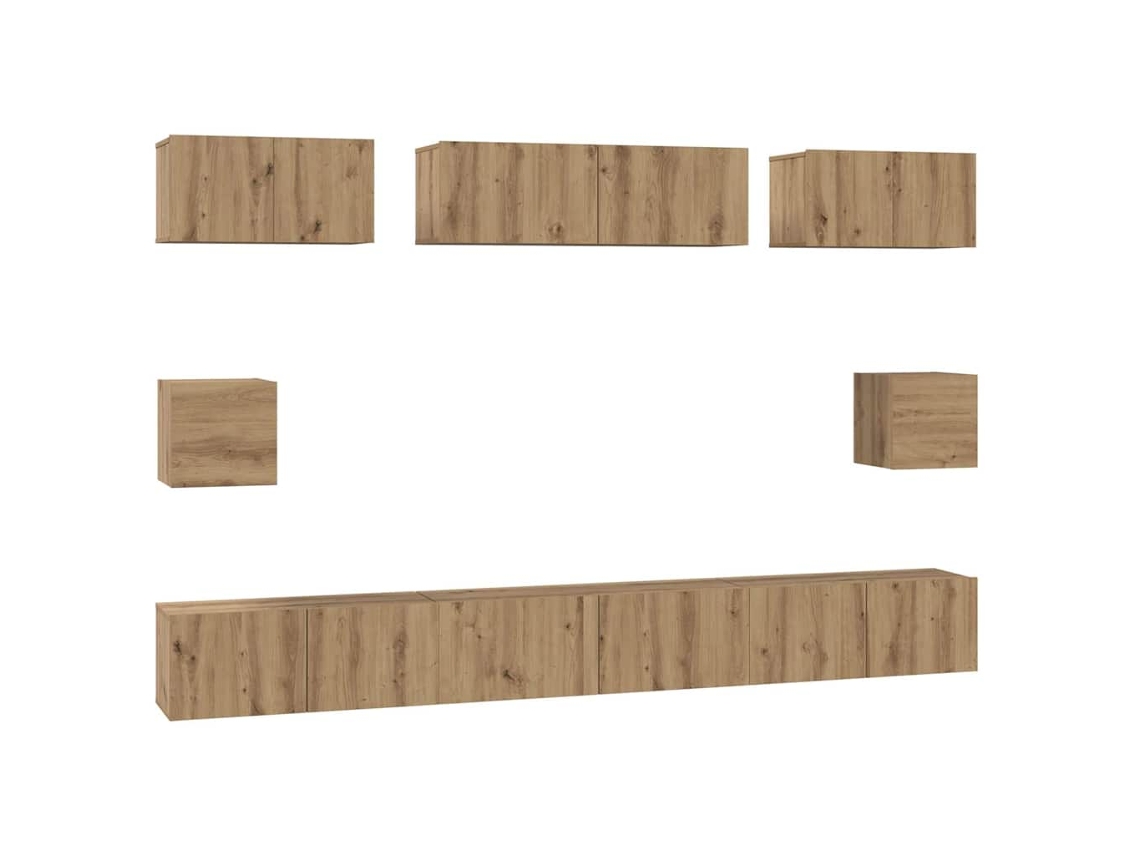 Maison Exclusive - Conjunto De Mueble De Tv 8 Pcs Roble Artesanal