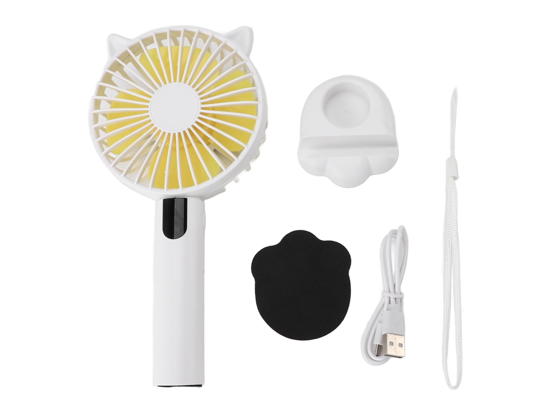Ventilador USB portátil con 5 velocidades y luz nocturna - Blanco