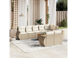Conjunto de sofá de jardín de 9 piezas con cojines, mimbre sintético beige, Dkd Home Decor