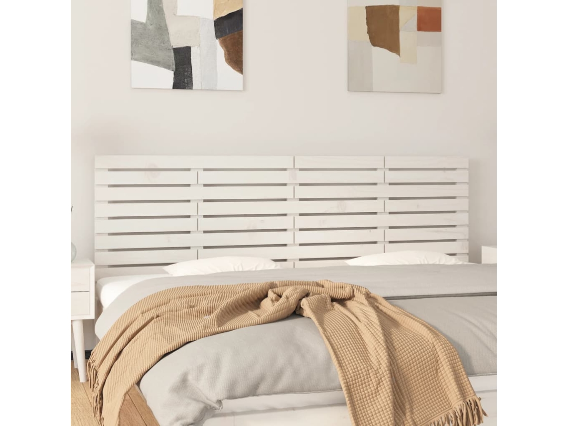 Cabecero De Cama De Pared Madera Maciza Pino Blanco 206x3x63 Cm