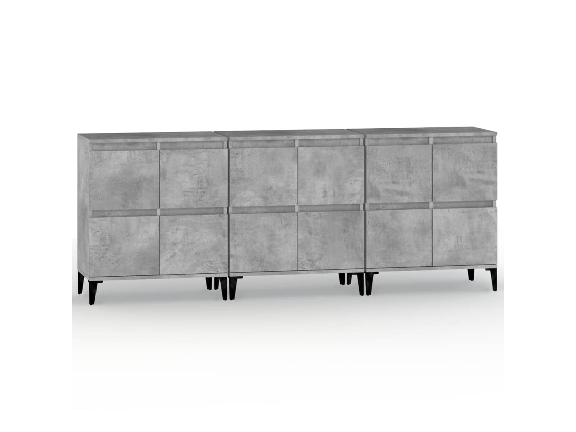 Conjunto de 3 aparadores derivados de madera gris cemento 60x35x70 cm MAISON EXCLUSIVE
