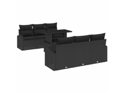 Maison Exclusive - Conjunto De Sofá De Jardín 7 Pcs Negro Rattan De Poliéster