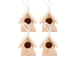 Casa para pájaros de madera Primerox de 4 piezas con forma de avión para jardín, nido colgante decorativo para pájaros.