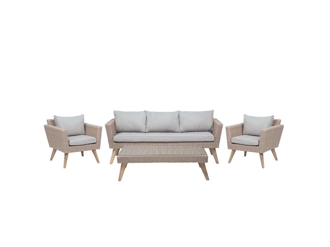 Conjunto de jardín 5 plazas de ratán color natural BELIANI Vittoria XL