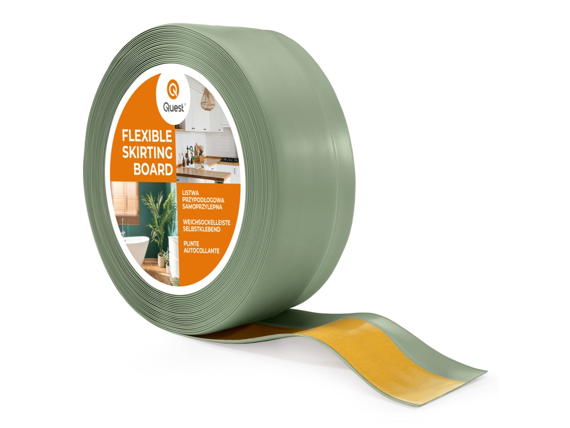 Zócalo de PVC de 20 mm, 25 m, flexible, autoadhesivo, suave, verde claro Quest