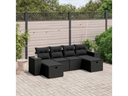 Conjunto de sofás de jardín de 6 piezas DKD Home Decor con cojines de mimbre negros