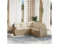 Conjunto de 5 sofás de jardín con cojines de mimbre beige Dkd Home Decor