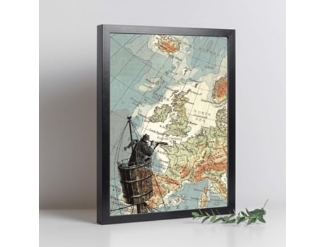 Poster De Marinero Con Catalejo. Láminas De Mapas Del Mundo. Decoración Con Mapas E Imágenes Vintage.