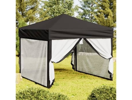 vidaXL Carpa para fiestas plegable con paredes laterales negra 3x3 m