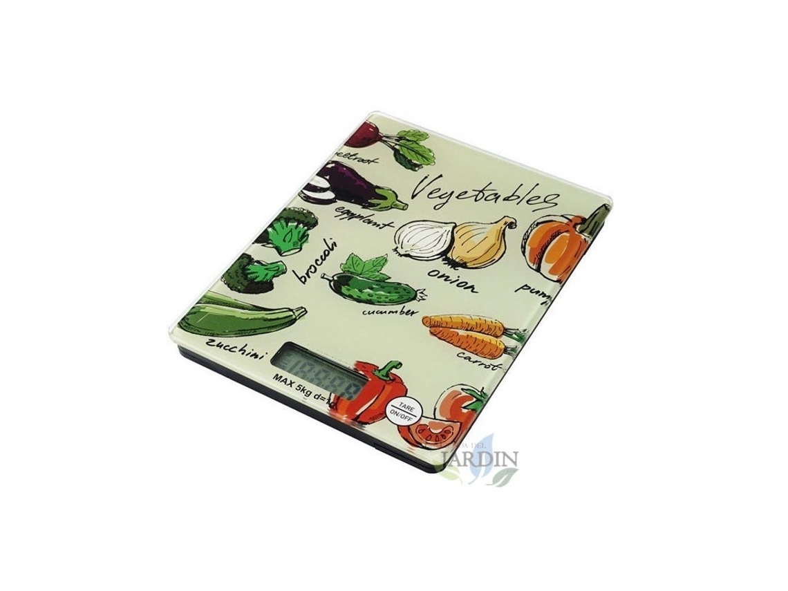 Báscula de Cocina SUINGA LED 15,2x20 Cm Vegetables (Capacidad: 5 kg - Gradución - 1 g)