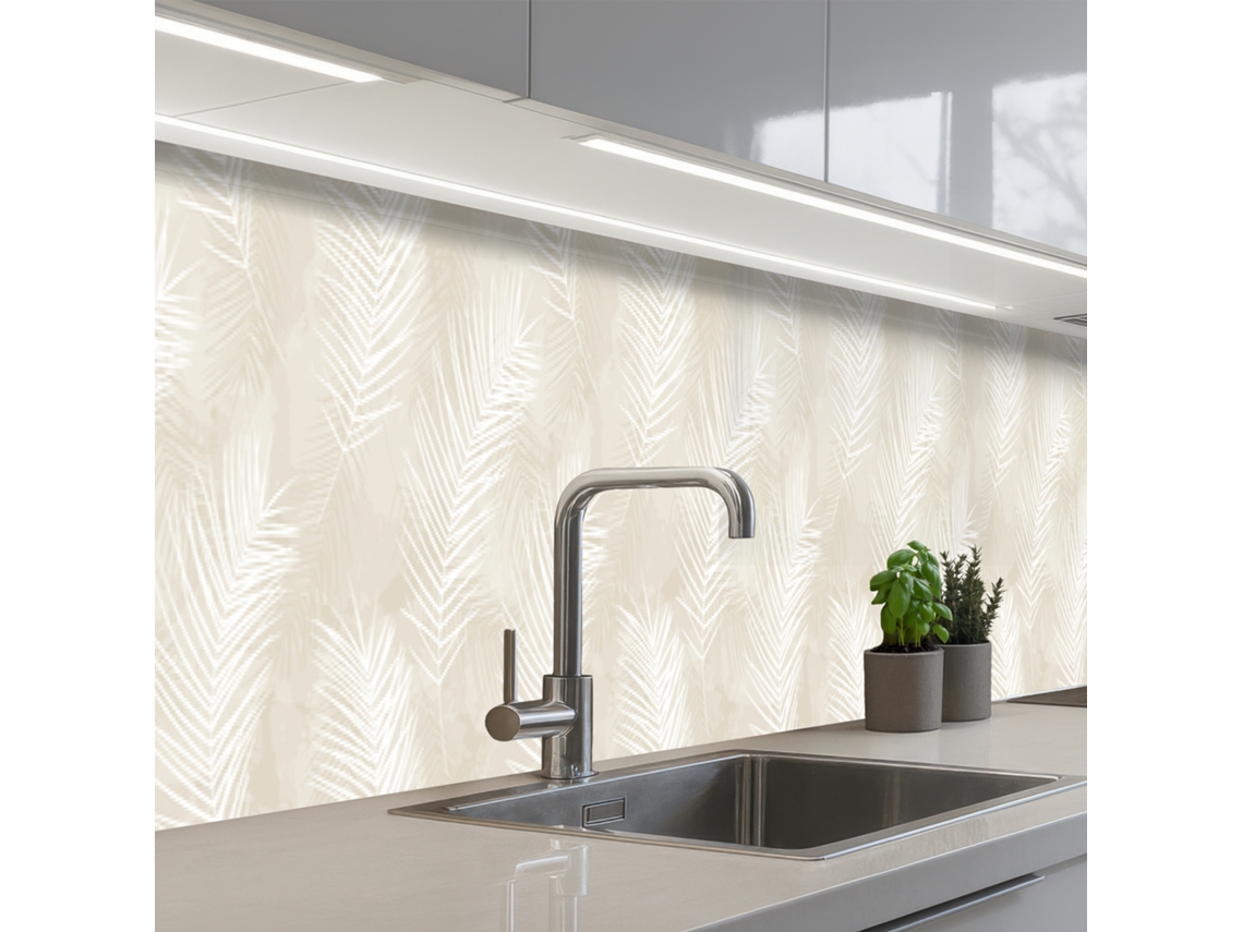 Paneles para salpicadero de cocina - Beige - Blanco - Botánico - Naturaleza 500x60 cm