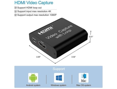 Tarjeta de captura de vídeo Hdmi 4K, dispositivo de captura de vídeo con bucle, convertidor de grabadora de vídeo en Streaming Full Hd 1080P, compa...