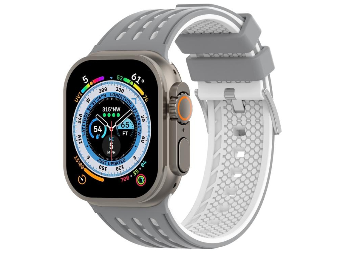 Correa de silicona FWINL para Apple Watch de 46/49/45/44 mm, transpirable, bicolor, con agujeros verticales