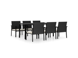 Maison Exclusive - 7 Pcs Conjunto De Jantar Para Jardim Vime Pe Preto