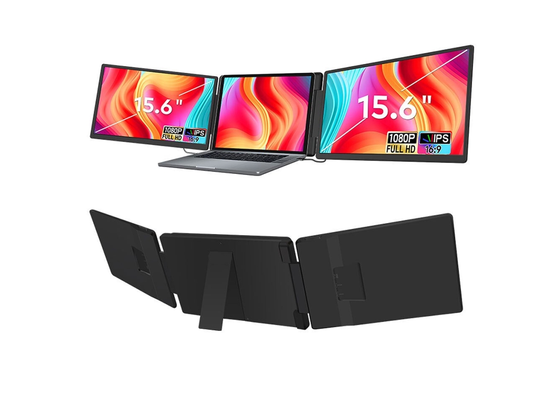Monitor De Expansión De Pantalla Triple Portátil Fopo S10 De 15.6 Pulgadas | Rotación De 360° | Fhd 1920x1080 | Negro |