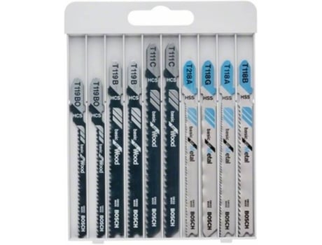 Conjunto de 10 Láminas de Sierra de Calar BOSCH Vertical Basic para Metal y Madera