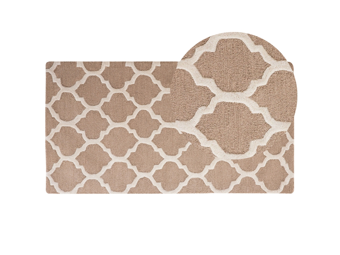 Alfombra de pelo corto BELIANI Erbaa de Lana Beige 80x150