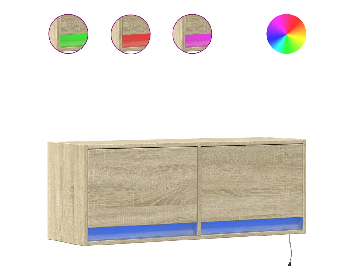 Mueble de pared con iluminación LED, Roble Sonoma, MAISON EXCLUSIVE (100x31x35 cm)