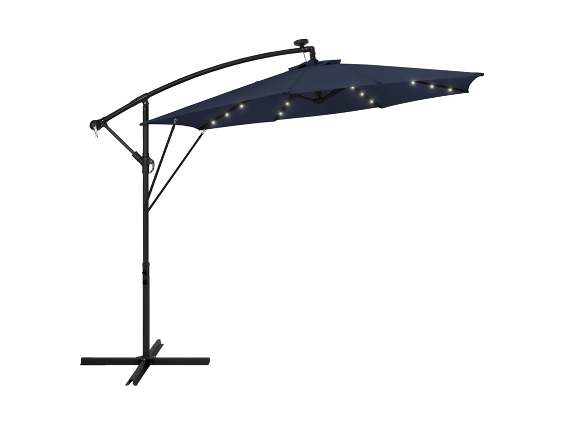 Sombrilla De Jardín Ml-design Con Led Solar Giratorio Ø300cm De Alumino Azul Marino