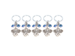 5 Llaveros De Elefante Turco De Ojos Azules, De Aleación, Con Esmalte Colorido, Accesorio Para Coche O Bolso.