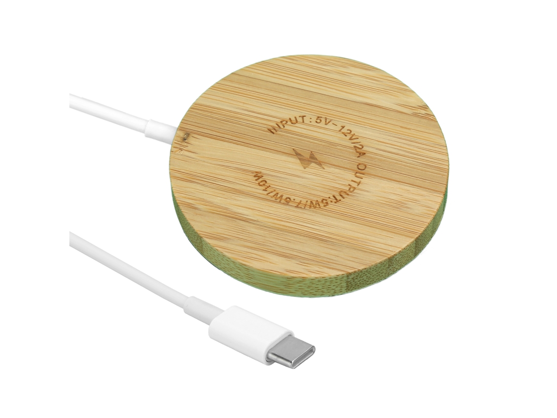 Cargador Inalámbrico (carga Rápida Magnética 15w) Para Ios 12 Grano De Madera Clara