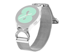 Correa de repuesto para reloj Gabb 2, correa milanesa de metal plateado con decoración de strass y chenilla.