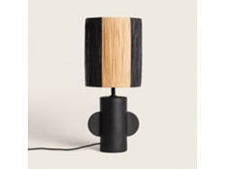 LEDKIA Lámpara de Mesa Cerámica y Rafia Tyler Negro
