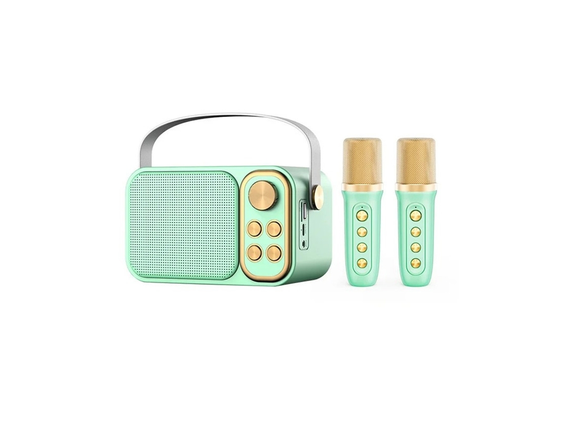 Mini máquina de karaoke portátil con micrófono Bluetooth para fiestas infantiles, color verde Yizhood