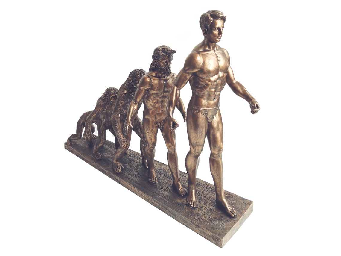 Signes Grimalt - Figura Evolución ser humano Dorado de Resina | Figura Bronce Figuras Decorativas Decoracion Original 43x19x58cm BY SIGRIS