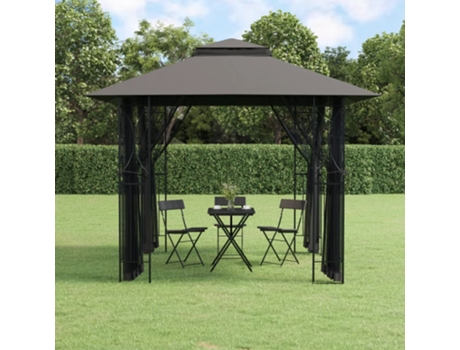 Cenador VIDAXL con paredes (Acero - 300x300x270 cm - Gris Oscuro)