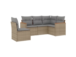 Maison Exclusive - Juego De Sofás Jardín Con Cojines 5 Pzas Ratán Sintético Beige