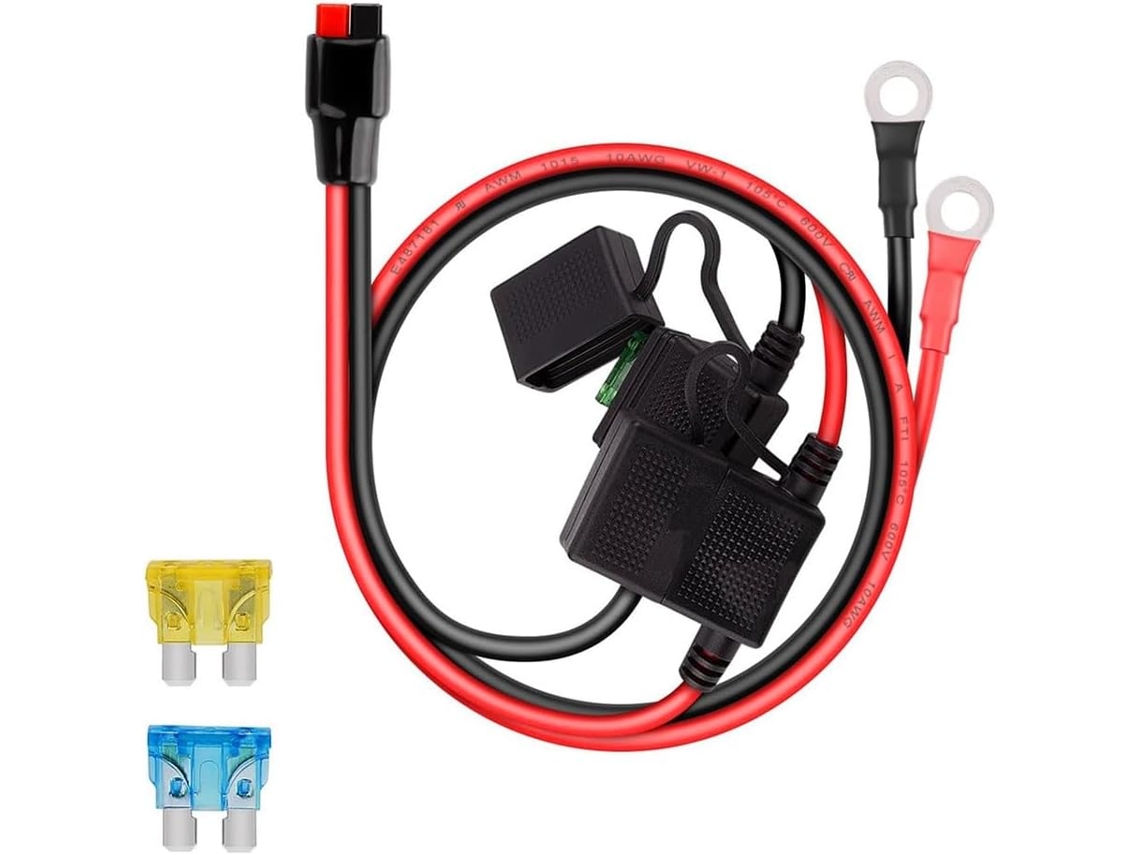 Portafusibles Doble Positivo-negativo Estilo Atc 10awg Con Terminales De Anillo Y