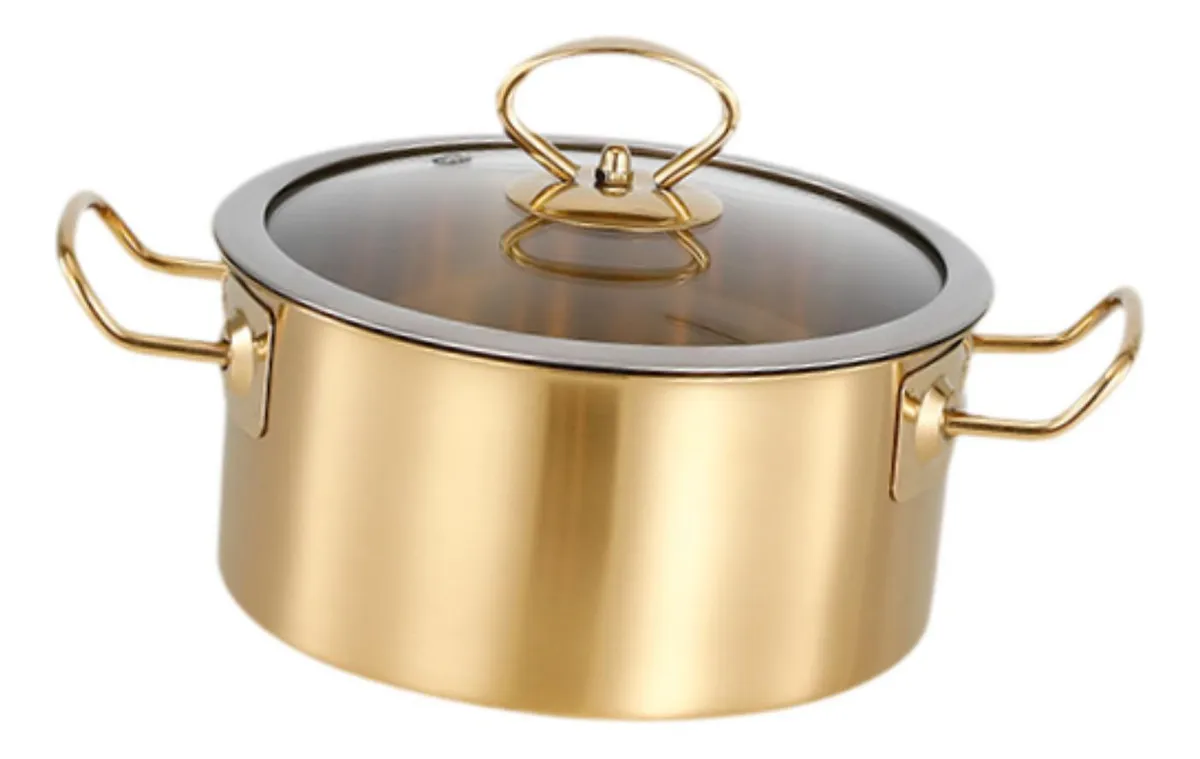 Olla para cocinar fideos coreanos, olla dorada de 18 cm Vayotoy