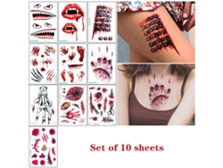Stickers De Tatuaje Temporal De Cicatriz Para Halloween Cosplay Impermeable Para Cara Brazos Piernas