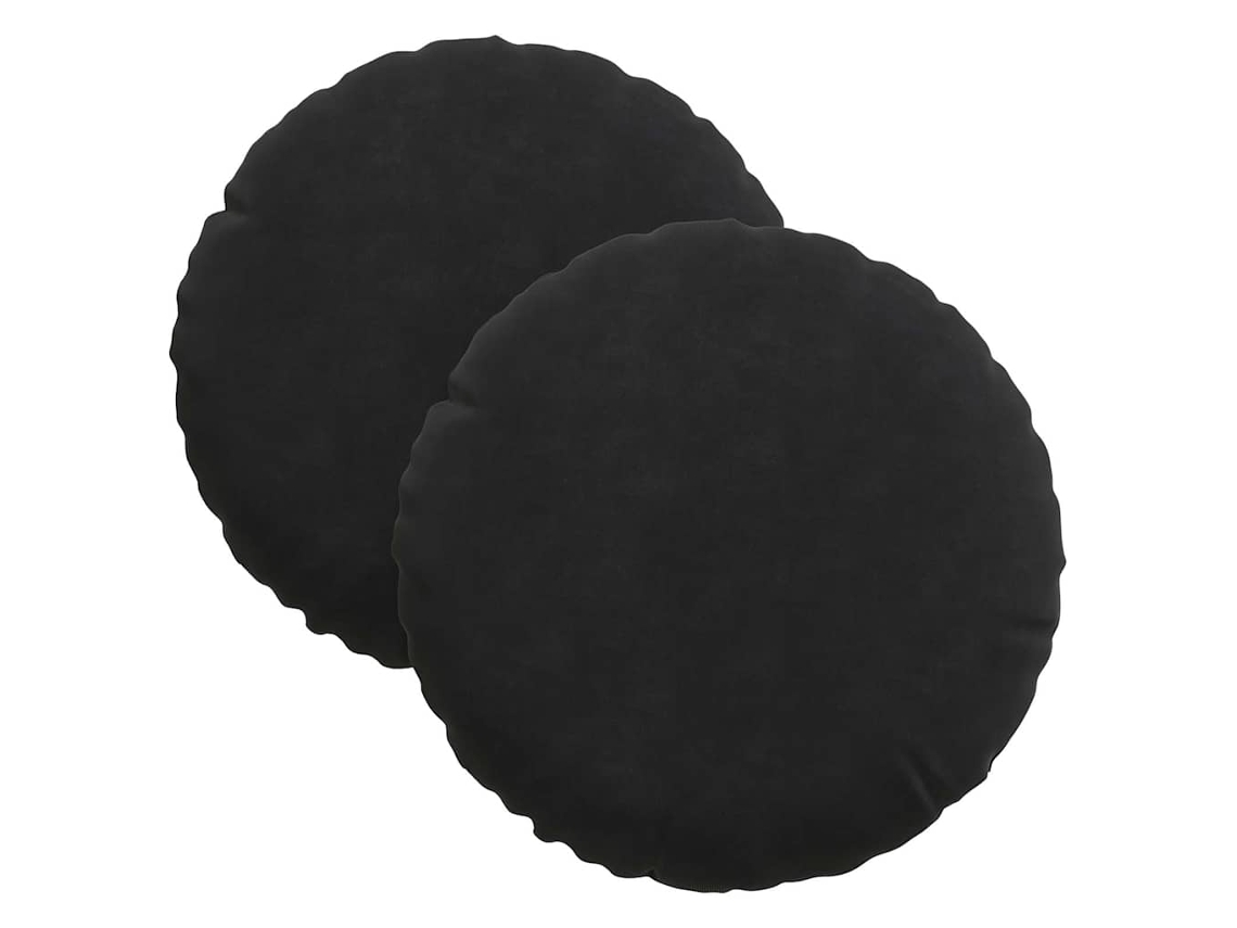 Cojines para asiento, 2 unidades, negros, Ø 40 x 13 cm, terciopelo HARLANV1