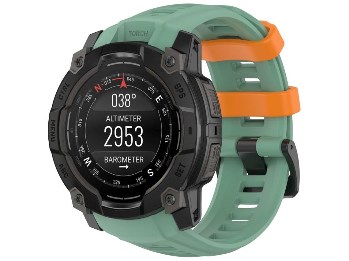 Bracelete Para Garmin Instinct 3 Amoled / Solar (45mm) - Silicone - Liberação Rápida Verde Floresta Tropical + Laranja