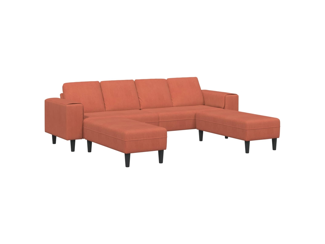Sofá Rojo Naranja 250 X 188 X 76 Cm Tela De Pana