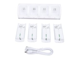 Estación De Carga Para Mando De Wii Con 4 Baterías Recargables De 2800 Mah, Color Blanco.