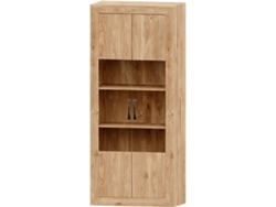 Vitrina MUEBLAM Niza (Roble y Negro - Melamina - 80x190x42 cm)